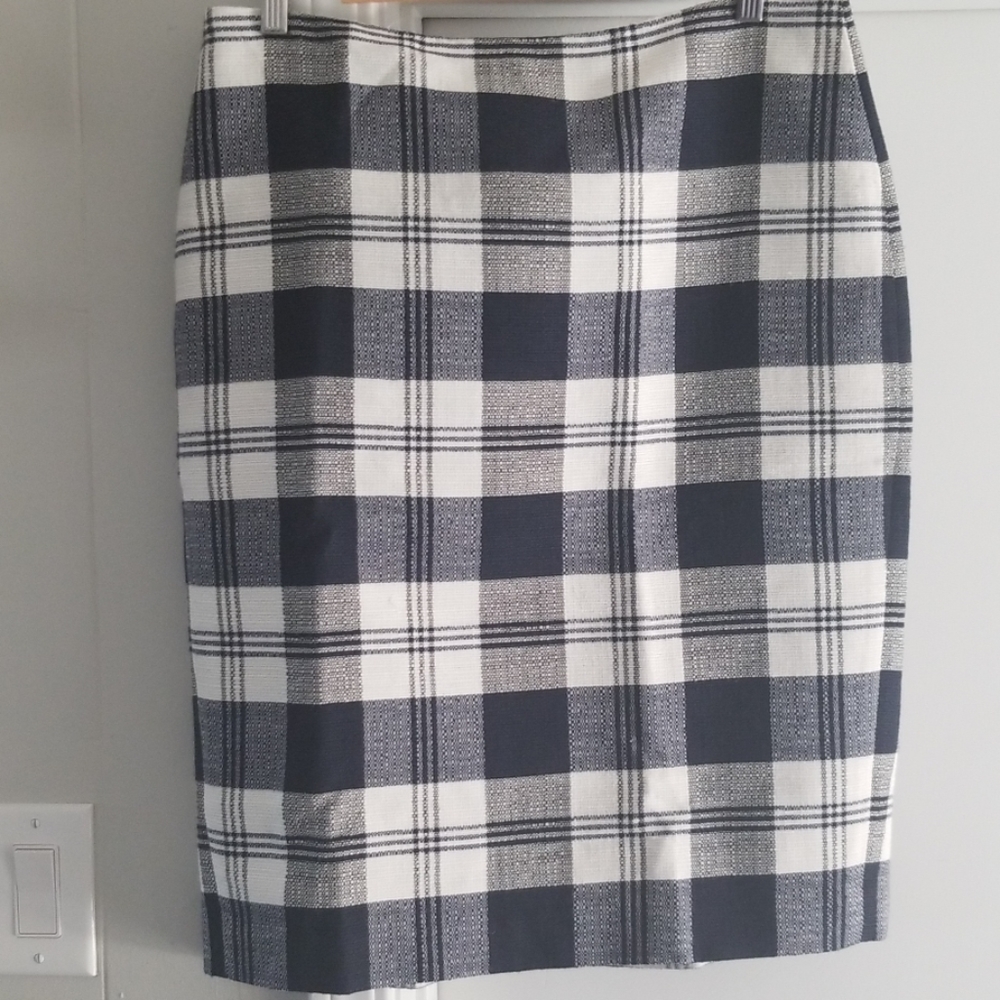 Hobbs Navy Cream White Skirt 12